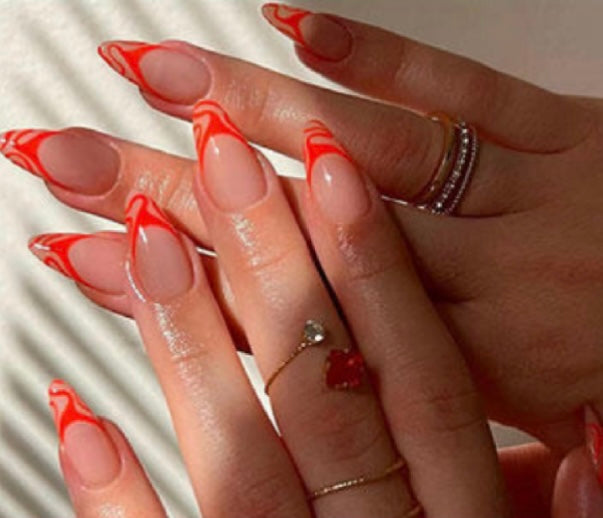 Orange Swirl Press-On Nails